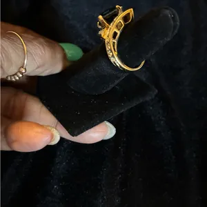 14K Gold Plated Blue Stone Cocktail Ring size 5 thumbnail 5