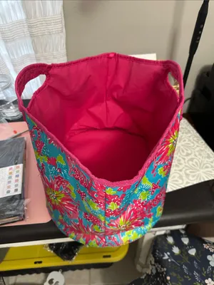 Lilly Pulitzer Large Turquoise Pink Floral Neoprene Tote thumbnail 8