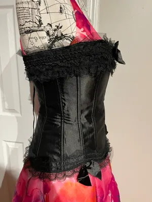 Vintage Corset cinched waister lace goth rave shape wear thumbnail 3