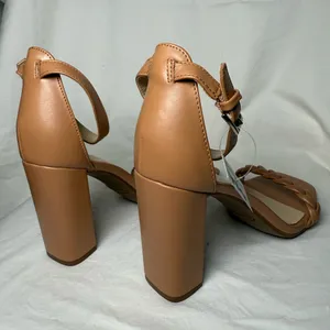 Nine West Allha 3 Braided Strap Chunky Heels in Macaroon Tan 6.5 thumbnail 10