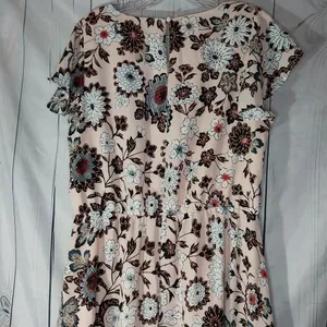 Loft Pink Floral Flutter Sleeve Boho Feminine Dress Size L thumbnail 7