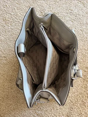 Michael Kors Light Gray Pebbled Leather Satchel with Chain Strap thumbnail 9
