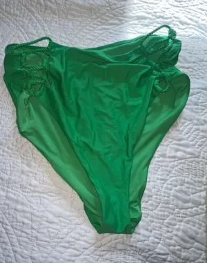 Aerie Green High Waisted Bikini Bottoms thumbnail 1