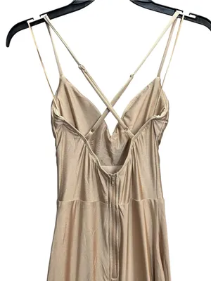 Windsor Taupe Satin Maxi Dress XS Cowl Neck Strappy Open Back Formal Gown NWT thumbnail 6