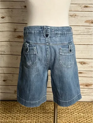 American Eagle light medium wash denim bermuda cuffed shorts Size 14 Reg Y2K thumbnail 5