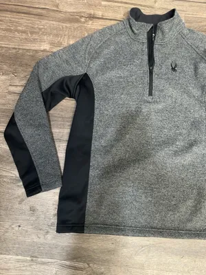 Spyder Women’s XL Gray Black Quarter Zip Pullover Sweater Athletic Top thumbnail 4