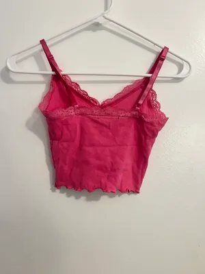 Laced Cropped Cami Pink thumbnail 3