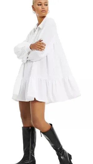 Danielle‎ Bernstein Textured Woven Baby-Doll Mini Dress thumbnail 1