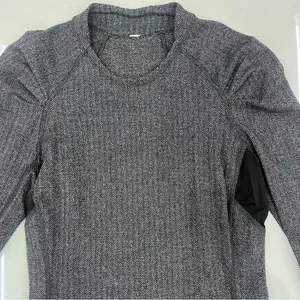 Lululemon Think Fast Long Sleeve Heathered Herringbone Heathered Black thumbnail 6