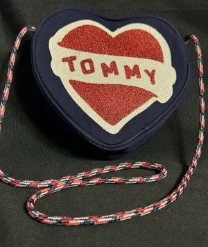 Tommy Hilfiger Heart Shaped Crossbody Navy & Red Glitter Heart Purse thumbnail 1