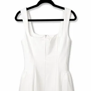 NEW Lulus Roetta White Sleeveless Square Neck Fitted Pleated Mini Dress Large thumbnail 6