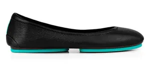 Tieks Matte Black Foldable Leather Ballet Flats Womens Shoes Blue Bottoms 10 thumbnail 1