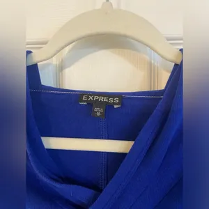 Express | Royal Blue Long Sleeved Hooded Shirt, Size M thumbnail 2