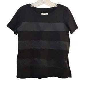 Madewell Women's‎ XS Black Satin Stripe Short Sleeve Tee Casual Top thumbnail 7