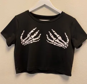 SheIn Skeleton Hands Crop Top thumbnail 1