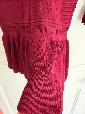 Torn by Ronny Kobo Burgundy Pointelle‎ Knit Peplum Top Small thumbnail 6
