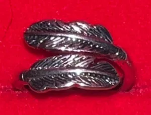 Vintage/Feather Design Antique Detailing Stainless Steel Silver Wrap Band S 6 thumbnail 1