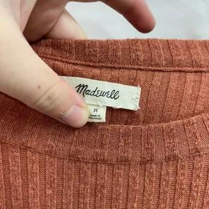 Madewell women's rustic orange soft knit balloon‎ sleeve stretch sweater medium thumbnail 4