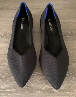 Rothy’s The Point II Washable Pointed Toe Ballerina Flats Black 9 thumbnail 1