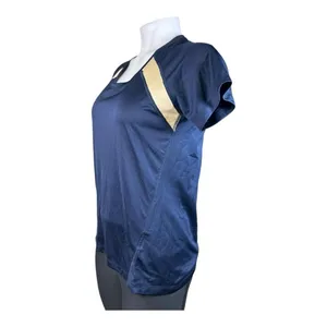 NIKE Shirt Womens XS Navy Blue Gold Dri Fit Round Neck Performance Short Sleeve thumbnail 2