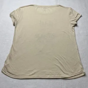 Reebok Womens Nah Ma Stay‎ In Bed Graphic T-Shirt Tan Beige Short Sleeve Medium thumbnail 2