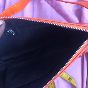 Y2K 2000s style Orange patent faux leather shoulder baguette hand bag purse preppy office siren vixen #streetwear #gorpcore #gothic #whimsi #festival Measurement in pics thumbnail 6