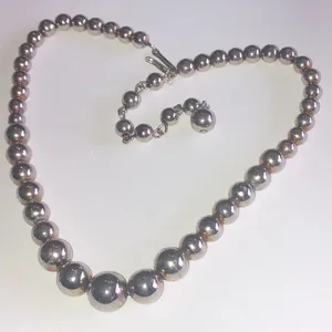 Vintage Silver Tone Metal Beaded Ball Beads Retro Boho Necklace thumbnail 3