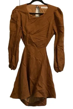 All About May Linen Blend‎ Dress Brown Size 6 thumbnail 1