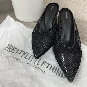 Pretty Little Thing Mesh Point Toe Kitten Heel Mule Sandals thumbnail 4