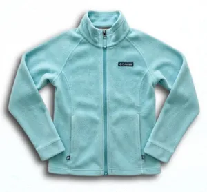 Columbia Womens Light Blue Full Zip Fleece Jacket Mock Neck Small S 7/8 thumbnail 1
