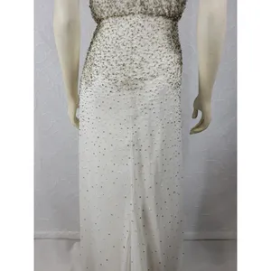 Anthropologie Womens Dress Sz S White Silver Rian Beaded Embellished Halter Maxi thumbnail 13