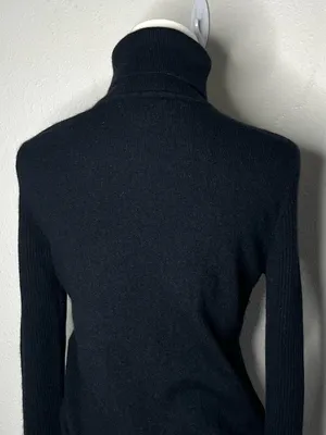 Diane Von Furstenberg Black Wool Cashmere Gracey Turtleneck Cutout Sweater thumbnail 4