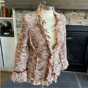 Anthropologie Textured Fringe Blazer in Multicolor thumbnail 3
