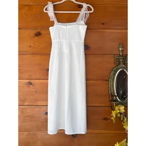 Lulus Romantic Celebration White Tie-Strap Bodycon Midi Dress Party Medium thumbnail 3