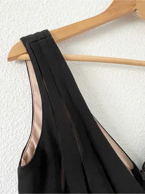 JS Collections Black Tan Stripe Fit & Flare Cocktail Dress thumbnail 4
