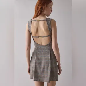 BDG Gray Plaid Midi Dress Size L thumbnail 2