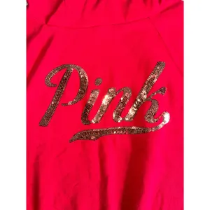 Victoria’s Secret PINK pink Red Long Sleeve Gold Sequin Hoodie jacket Small VS thumbnail 2