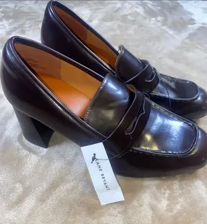 Lane Bryant Dark Brown Leather Penny Loafers with Block Heel thumbnail 1