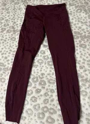 Lululemon Burgundy Leggings thumbnail 1