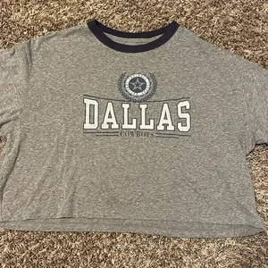 Tailgate Dallas Cowboys Cropped T-Shirt Medium Grey thumbnail 1