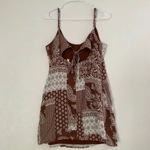 LA Hearts Paisley Slip Dress Medium Boho Patchwork Mini Dress thumbnail 3