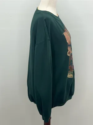 Vintage 90s Basic Editions Teddy Bear Graphic Green Womens Sweatshirt Large thumbnail 5