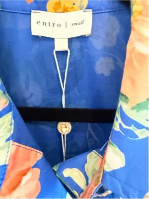 Entro Botanical Print Cap Sleeve Midi Dress in Blue Size S thumbnail 6