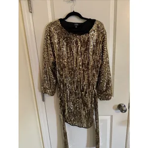 Celebrity Fashion Sequin Dress By Hera Collection Sz S Gold Holiday Party NWT thumbnail 2