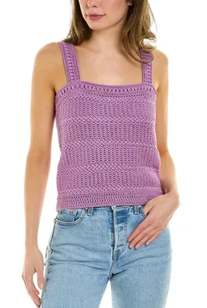 Vince Crochet Square Neck Camisole Lilac Purple Small thumbnail 1