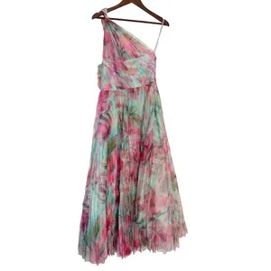 Hutch Philippa One Shoulder Floral Pleated Tulle Midi Dress Size 6 NWT thumbnail 4