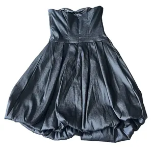 Jessica McClintock Silver Bubble Strapless Pleated Mini Dress Size 2 thumbnail 6