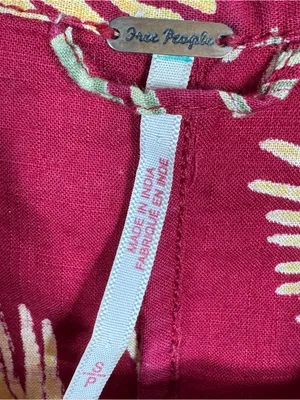 Free People Malibu‎ Tropical Palm Leaf Romper Maroon Red Yellow Small Campy thumbnail 10