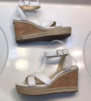 Jessica Simpson Women’s Mallika White Crossover Open Toe Espadrille Wedges thumbnail 6