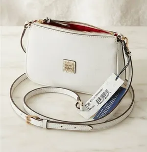 Dooney & Bourke Womens Crossbody Bag White Leather Lexi Adjustable Strap NWT thumbnail 1